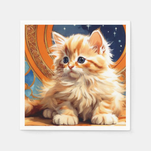 Alphonse Mucha Art Nouveau Sinaasappel Cat Servet