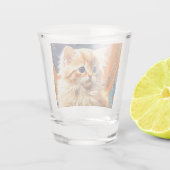 Alphonse Mucha Art Nouveau Sinaasappel Cat Shot Glas (Achterkant)