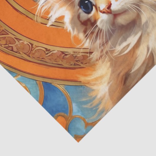 Alphonse Mucha Art Nouveau Sinaasappel Cat Tissuepapier (Detail)