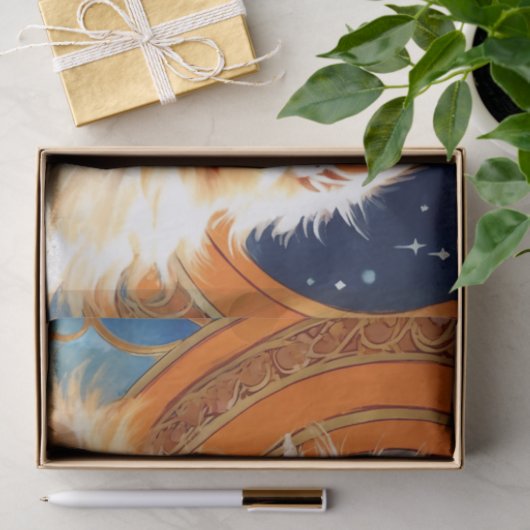 Alphonse Mucha Art Nouveau Sinaasappel Cat Tissuepapier (Geschenk)