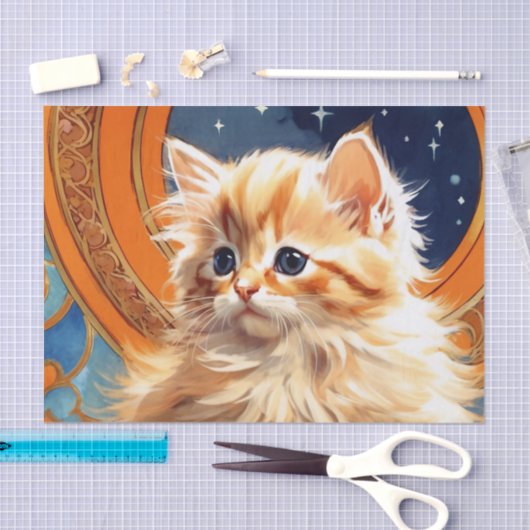 Alphonse Mucha Art Nouveau Sinaasappel Cat Tissuepapier (Craft)