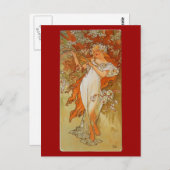 Alphonse Mucha - Art Nouveau - Spring Briefkaart (Voorkant / Achterkant)