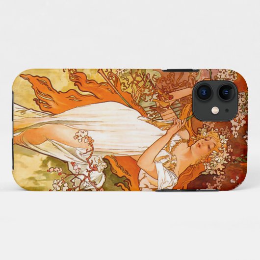 Alphonse Mucha Art Nouveau Spring Case-Mate iPhone Case (Achterkant (horizontaal))