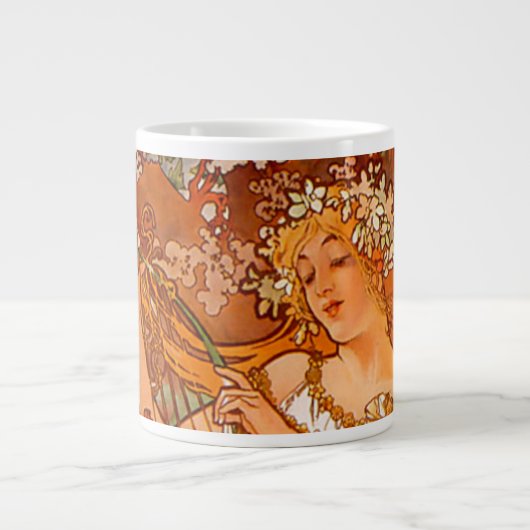Alphonse Mucha Art Nouveau Spring Grote Koffiekop (Voorkant)