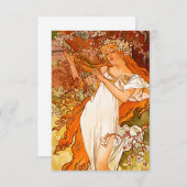 Alphonse Mucha Art Nouveau Spring Informatiekaartje (Voorkant / Achterkant)
