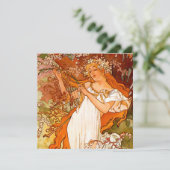 Alphonse Mucha Art Nouveau Spring Kaart (Staand voorkant)