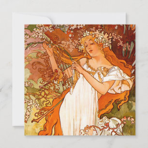 Alphonse Mucha Art Nouveau Spring Kaart