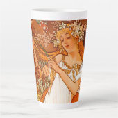 Alphonse Mucha Art Nouveau Spring Latte Mok (Voorkant)