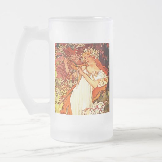 Alphonse Mucha Art Nouveau Spring Matglas Bierpul (Links)