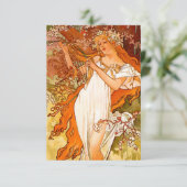 Alphonse Mucha Art Nouveau Spring RSVP Kaartje (Staand voorkant)