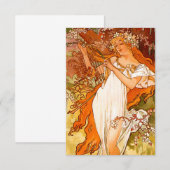 Alphonse Mucha Art Nouveau Spring RSVP Kaartje (Voorkant / Achterkant)