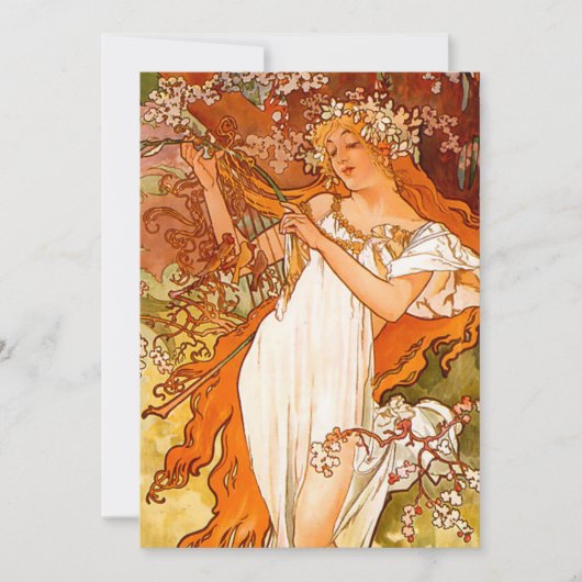 Alphonse Mucha Art Nouveau Spring Save The Date (Voorkant)