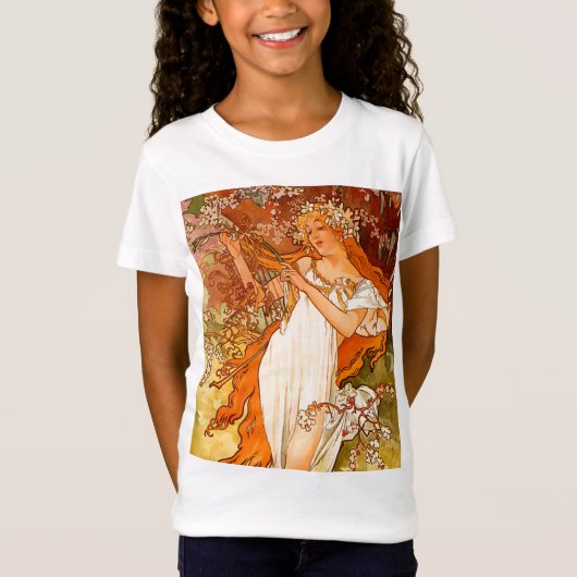 Alphonse Mucha Art Nouveau Spring T-shirt (Voorkant)