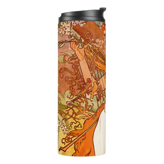 Alphonse Mucha Art Nouveau Spring Thermosbeker (Gedraaid links)