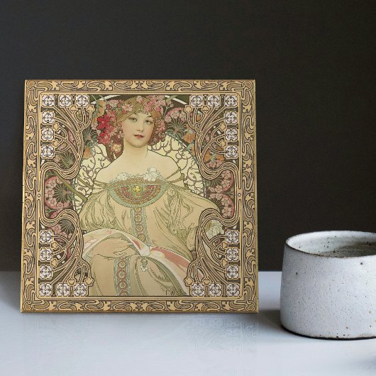 Alphonse Mucha Art Nouveau  Tegeltje