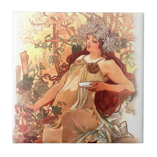 Alphonse Mucha Art Nouveau Tiles Tegeltje
