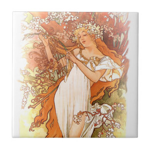 Alphonse Mucha Art Nouveau Tiles Tegeltje