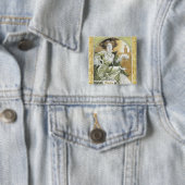Alphonse Mucha - Art Nouveau Vierkante Button 5,1 Cm (In situ)