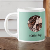 Alphonse Mucha Art Nouveau Voman met bloemen Grote Koffiekop