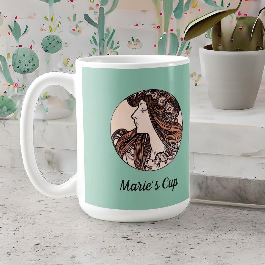 Alphonse Mucha Art Nouveau Voman met bloemen Koffiemok