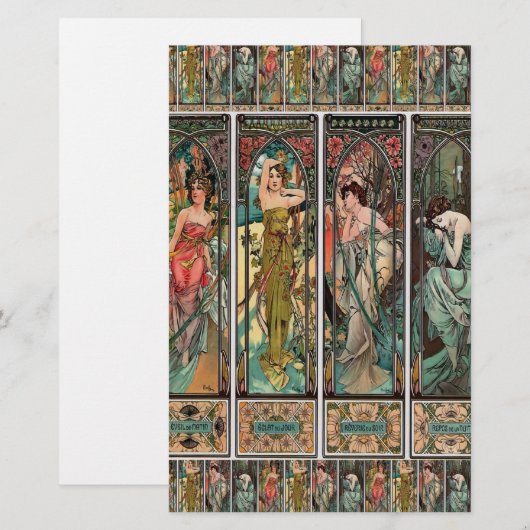 Alphonse Mucha art nouveau, , vrouwen, be Briefpapier (Voorkant / Achterkant)