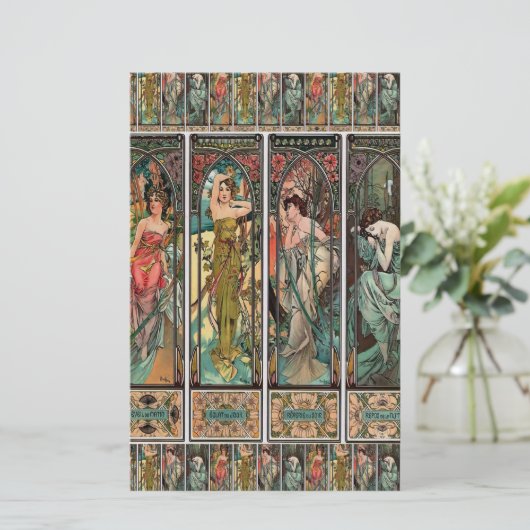 Alphonse Mucha art nouveau, , vrouwen, be Briefpapier (Staand voorkant)