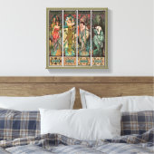 Alphonse Mucha art nouveau, , vrouwen, be Canvas Afdruk (Insitu (Slaapkamer))