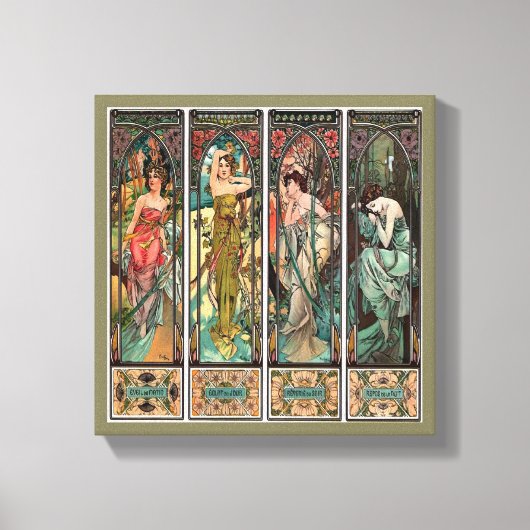 Alphonse Mucha art nouveau, , vrouwen, be Canvas Afdruk (Voorkant)