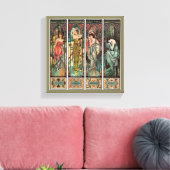 Alphonse Mucha art nouveau, , vrouwen, be Canvas Afdruk (Insitu (Woonkamer))