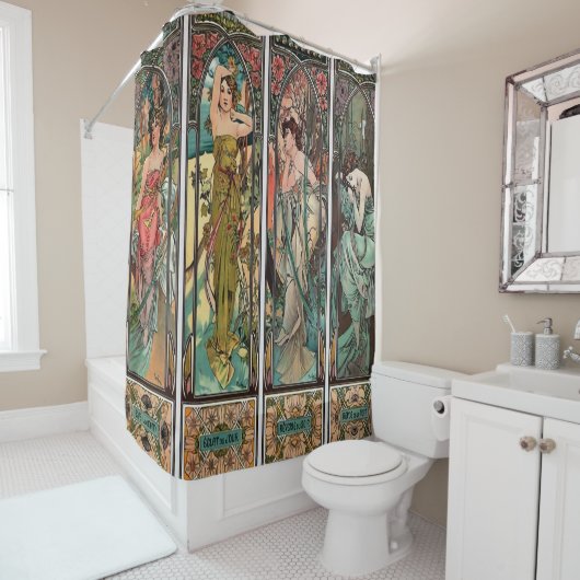 Alphonse Mucha art nouveau, , vrouwen, be Douchegordijn (In situ)
