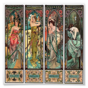 Alphonse Mucha art nouveau, , vrouwen, be Foto Afdruk