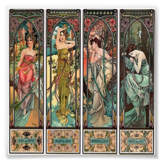 Alphonse Mucha art nouveau, , vrouwen, be Foto Afdruk (Voorkant)