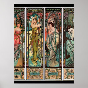 Alphonse Mucha art nouveau, , vrouwen, be Poster
