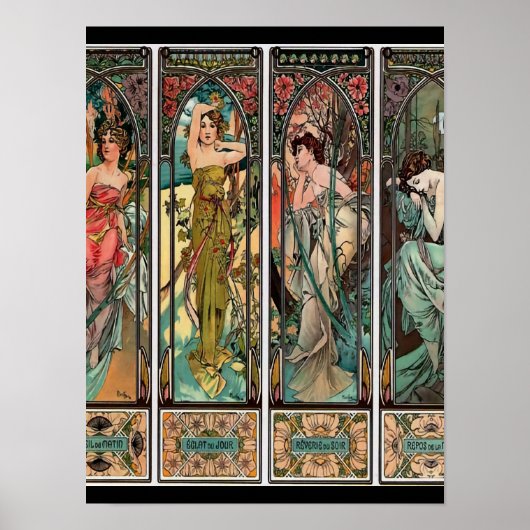 Alphonse Mucha art nouveau, , vrouwen, be Poster (Voorkant)