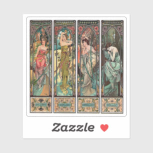 Alphonse Mucha art nouveau, , vrouwen, be Sticker
