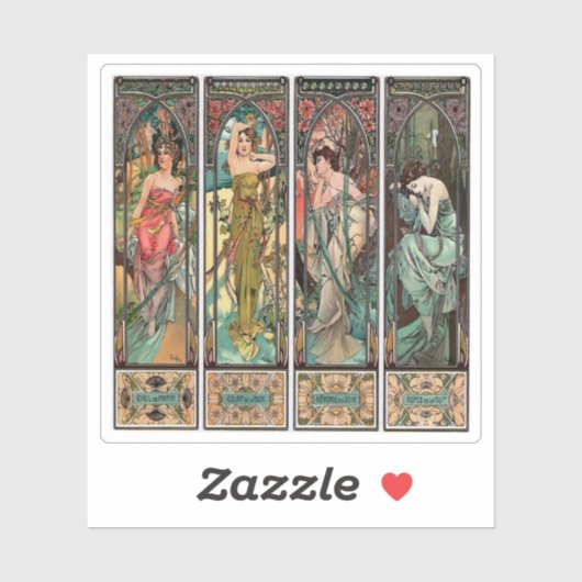 Alphonse Mucha art nouveau, , vrouwen, be Sticker (Vel)