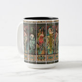 Alphonse Mucha art nouveau, , vrouwen, be Tweekleurige Koffiemok (Voorkant links)
