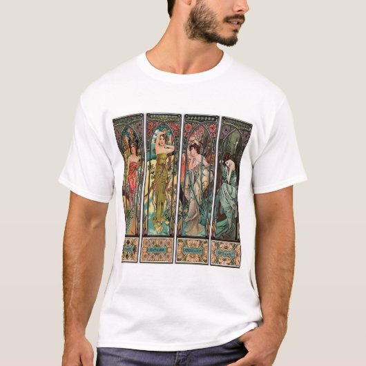 Alphonse Mucha art nouveau, , vrouwen T-shirt (Voorkant)