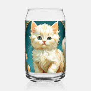 Alphonse Mucha Art Nouveau White Cat Blikvorm Glas