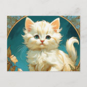Alphonse Mucha Art Nouveau White Cat Briefkaart (Voorkant)