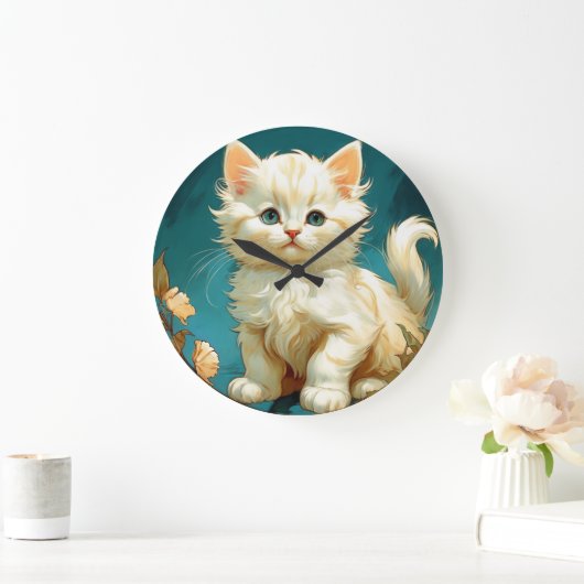 Alphonse Mucha Art Nouveau White Cat Grote Klok (Huis)