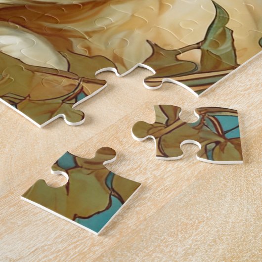 Alphonse Mucha Art Nouveau White Cat Legpuzzel (Zijkant)