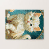 Alphonse Mucha Art Nouveau White Cat Legpuzzel (Horizontaal)
