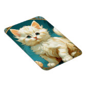 Alphonse Mucha Art Nouveau White Cat Magneet (Rechterzijde)