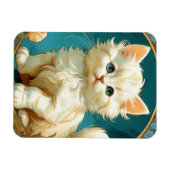 Alphonse Mucha Art Nouveau White Cat Magneet (Horizontaal)