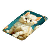 Alphonse Mucha Art Nouveau White Cat Magneet (Linkerzijde)