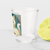 Alphonse Mucha Art Nouveau White Cat Shot Glas (Rechts)