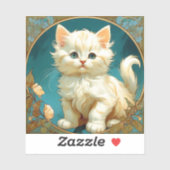 Alphonse Mucha Art Nouveau White Cat Sticker (Vel)