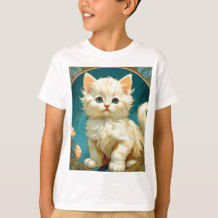 Alphonse Mucha Art Nouveau White Cat T-shirt
