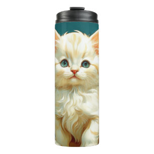Alphonse Mucha Art Nouveau White Cat Thermosbeker